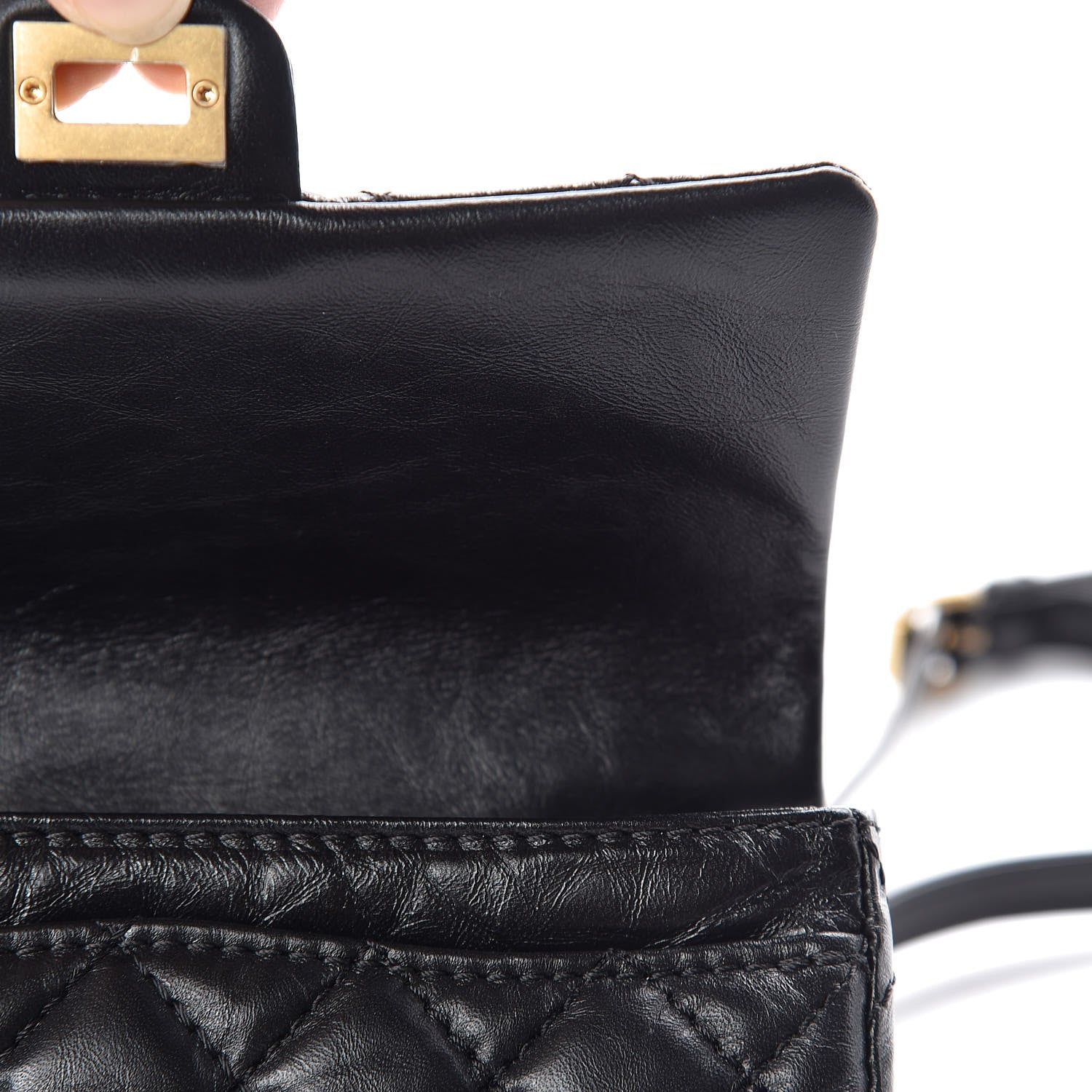 Chanel Aged Calfskin Quilted 2.55 Reissue Flap Belt Bag Clutch Black 11 of 12