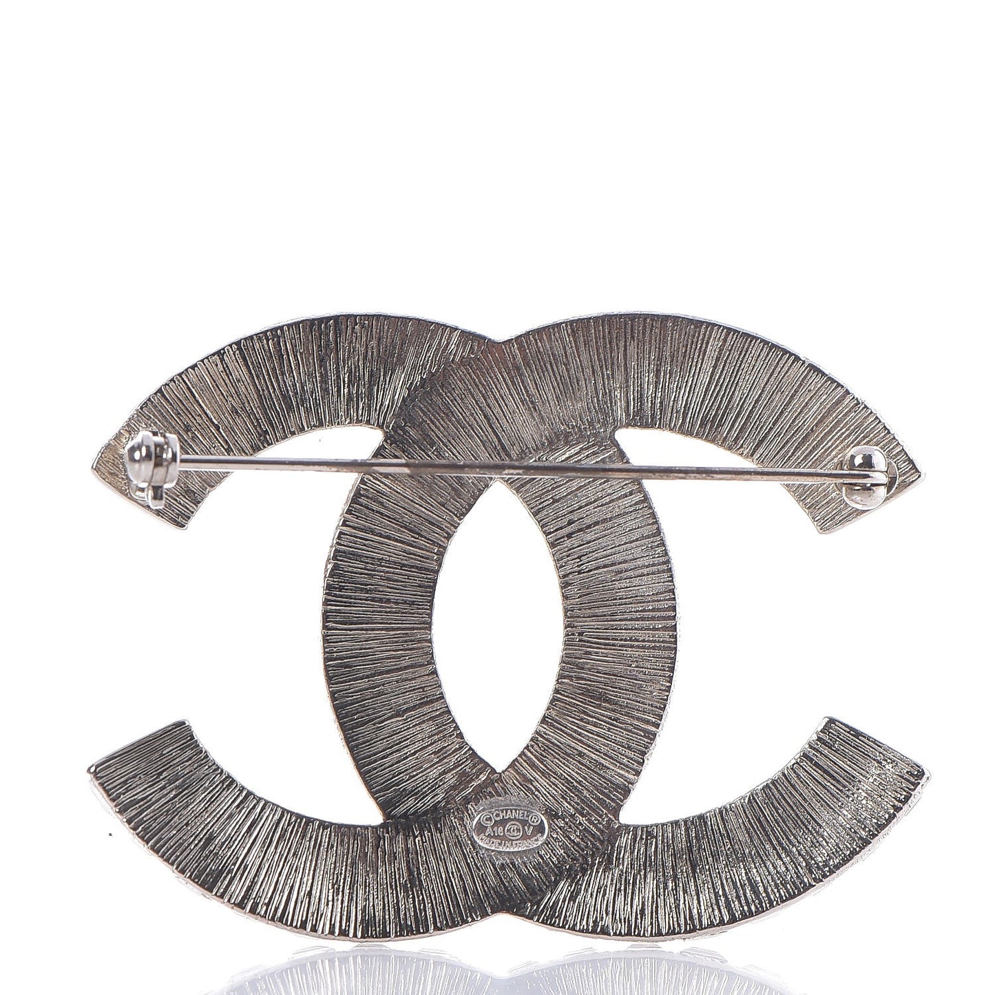 Baguette Crystal CC Brooch Silver