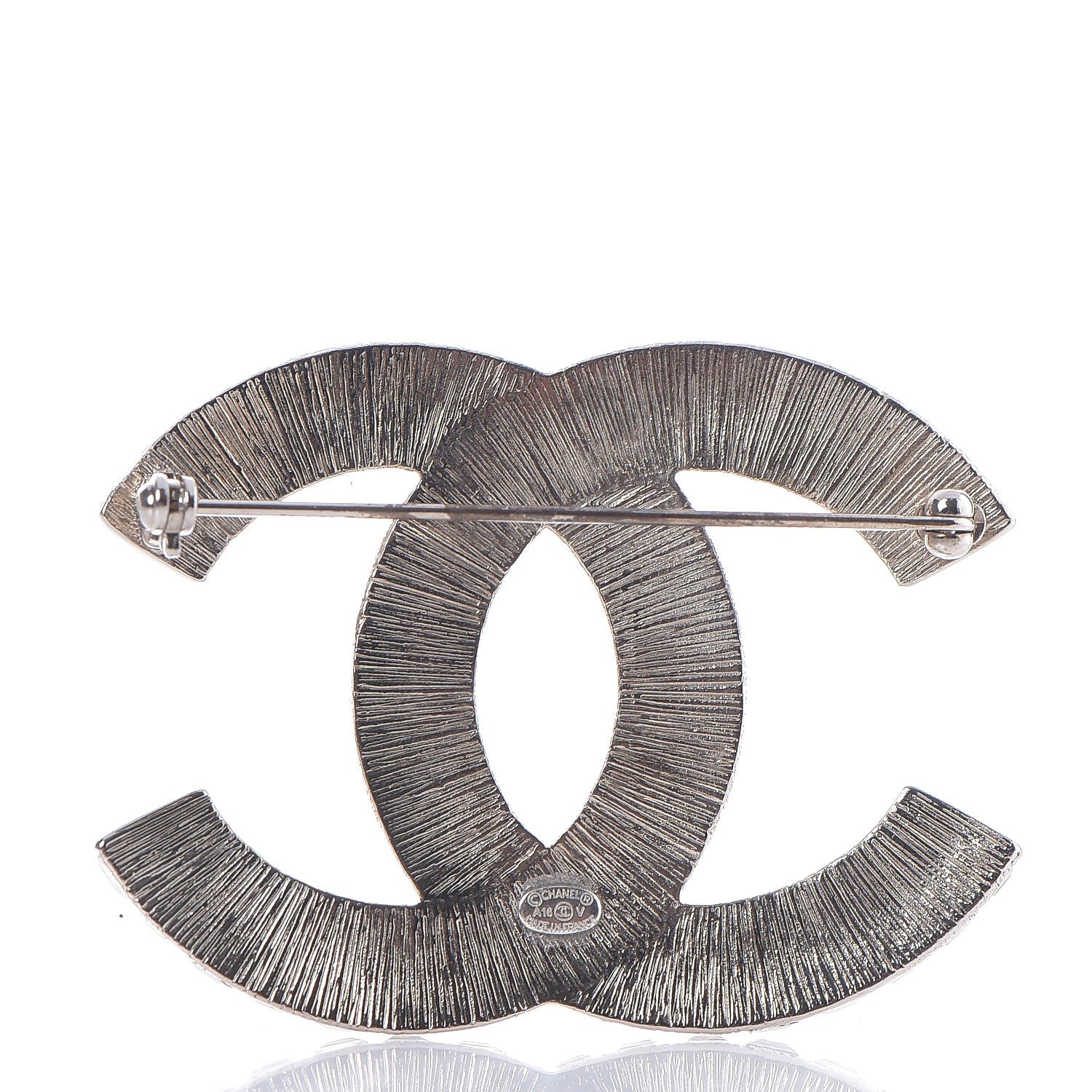 Chanel Baguette Crystal CC Brooch Silver 3 of 5
