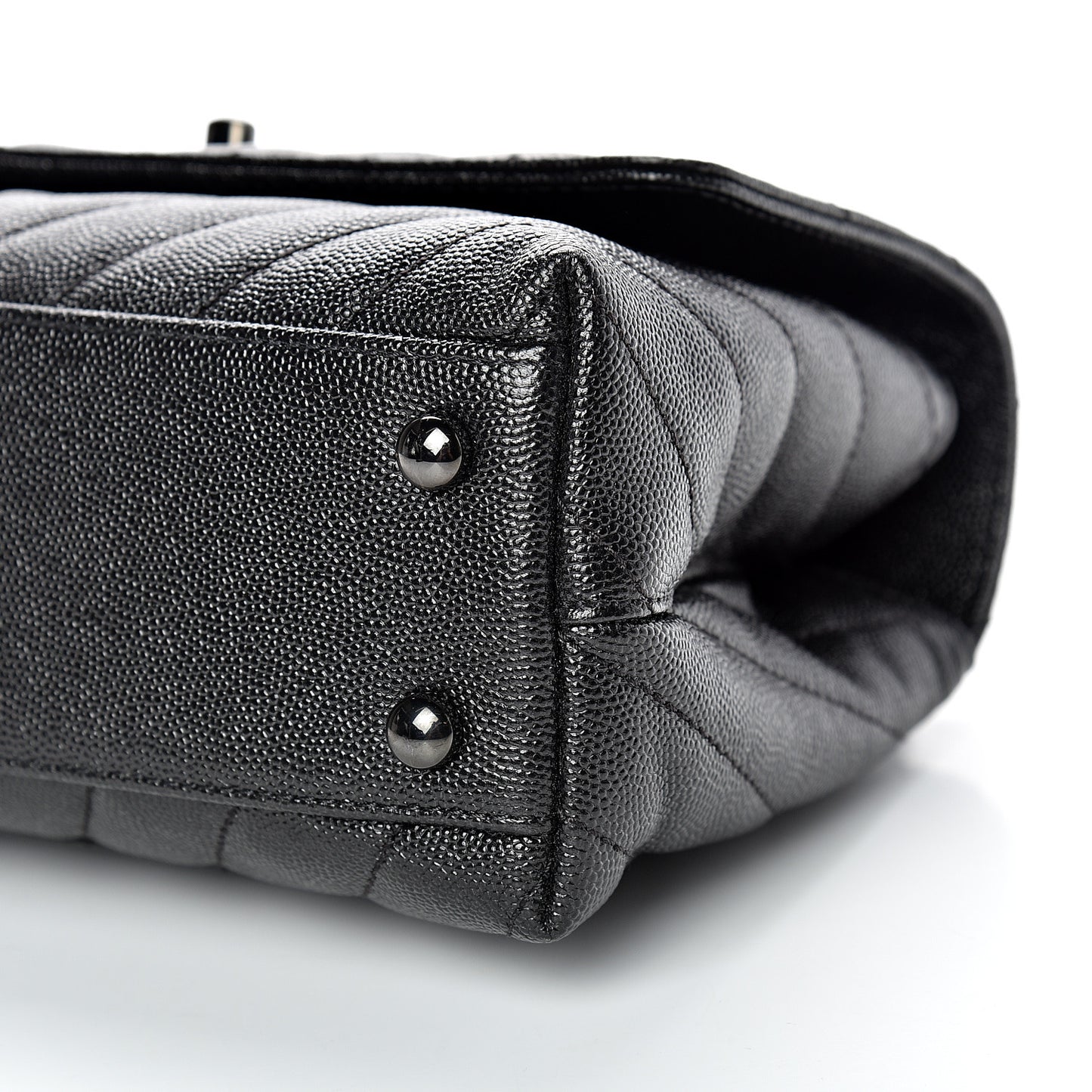Caviar Chevron Quilted Mini Coco Handle Flap So Black