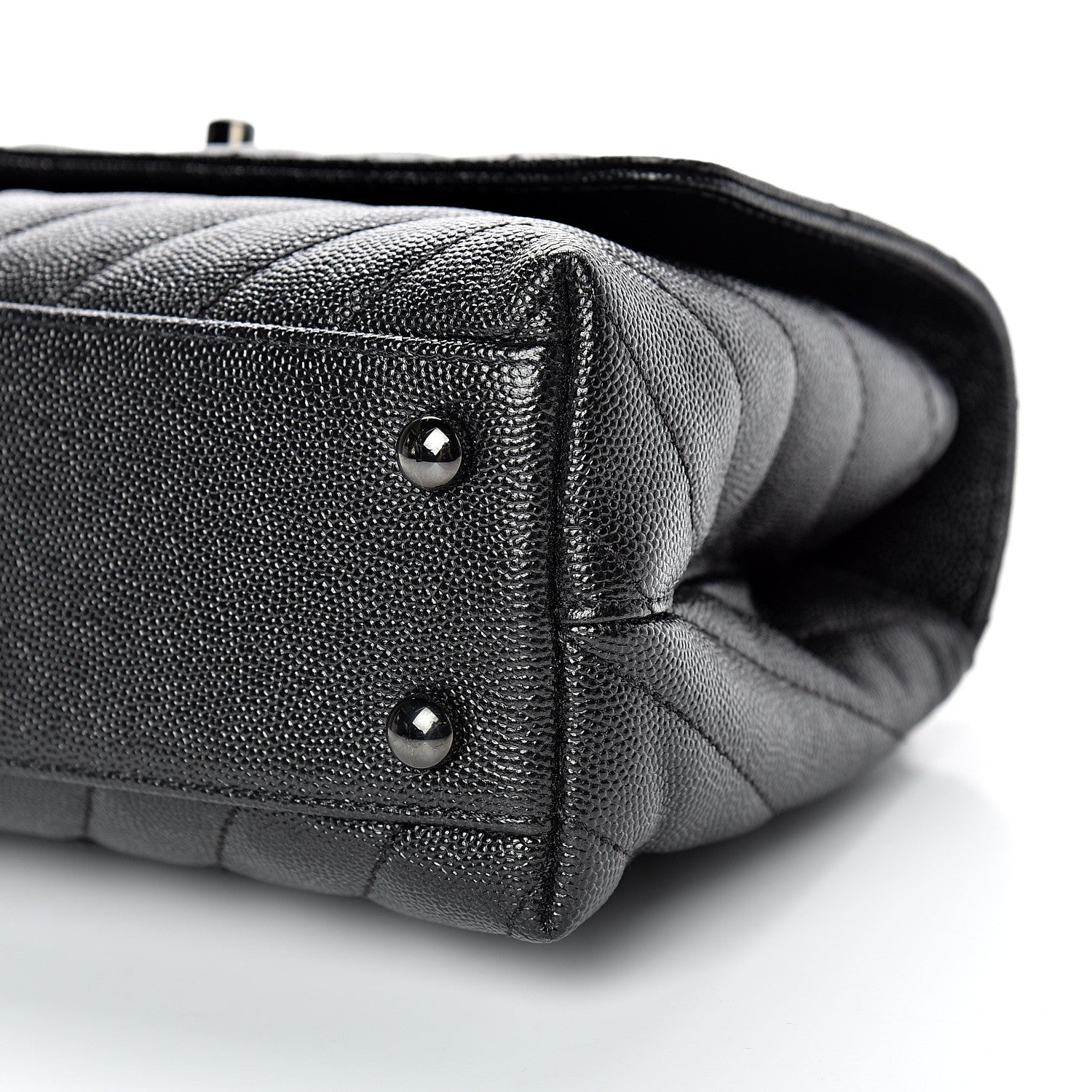 Chanel Caviar Chevron Quilted Mini Coco Handle Flap So Black 9 of 9
