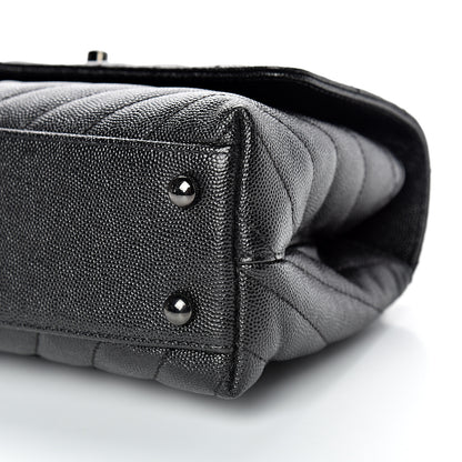 Chanel Caviar Chevron Quilted Mini Coco Handle Flap So Black 9 of 9