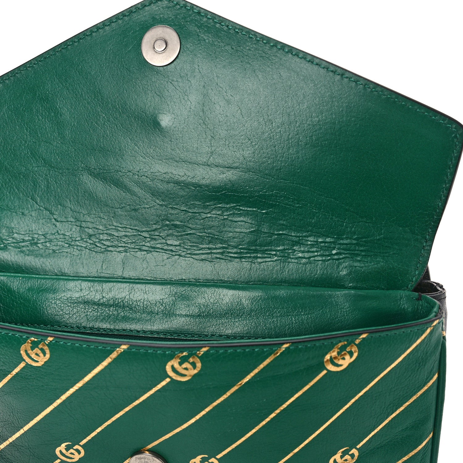Gucci Calfskin Diagonal GG Medium Thiara Double Envelope Shoulder Bag Emerald Green Black 11 of 11