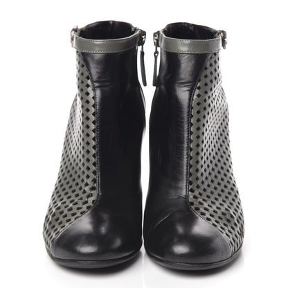 Chanel Perforated Lambskin CC Ankle Boots 37 Grey Black 2 of 15