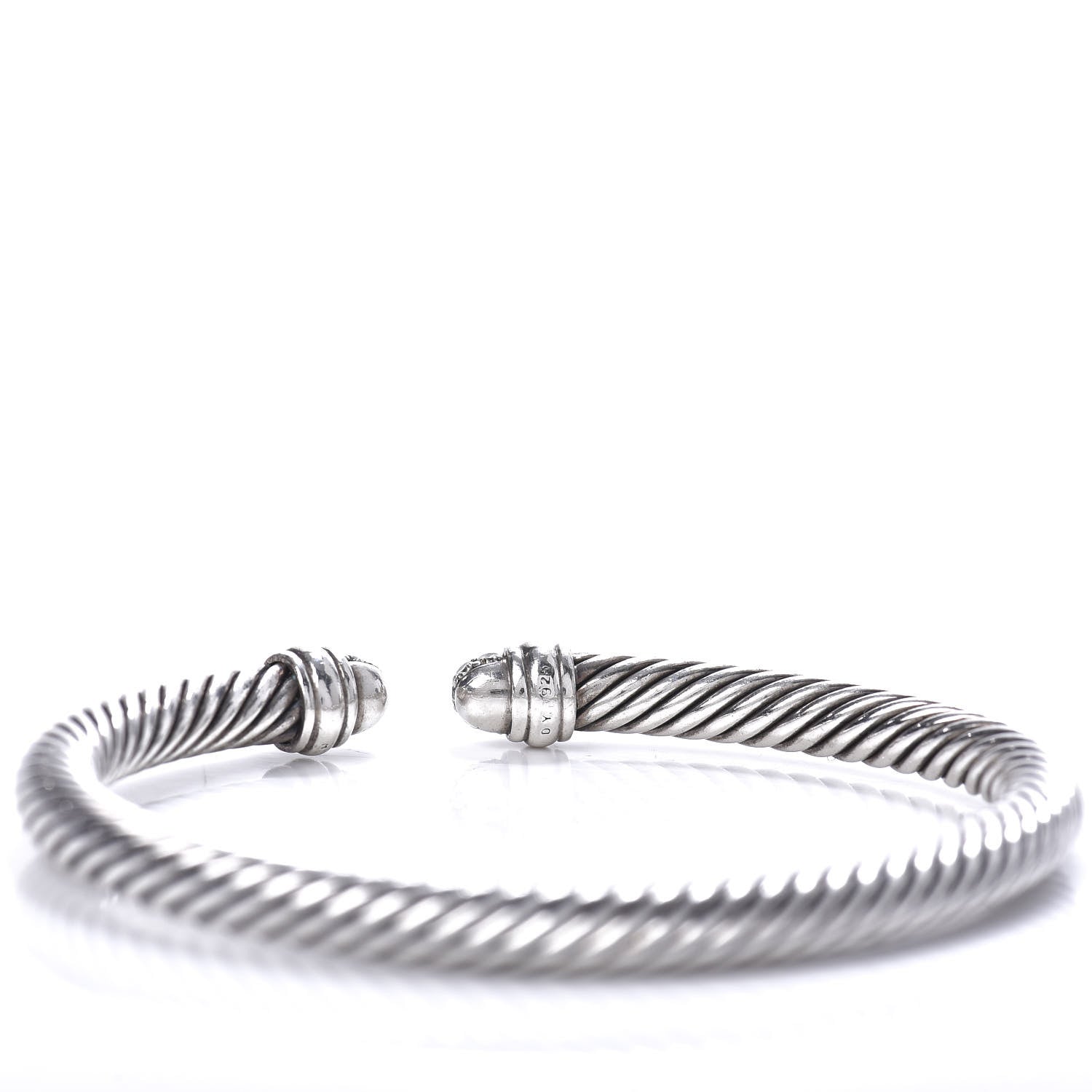 David Yurman Sterling Silver Pave Diamond 5mm Cable Classics Bracelet 4 of 4