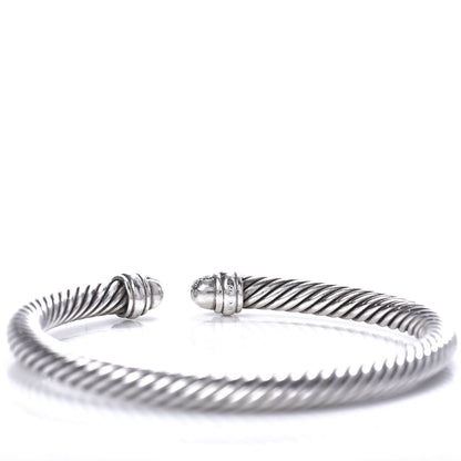 David Yurman Sterling Silver Pave Diamond 5mm Cable Classics Bracelet 4 of 4