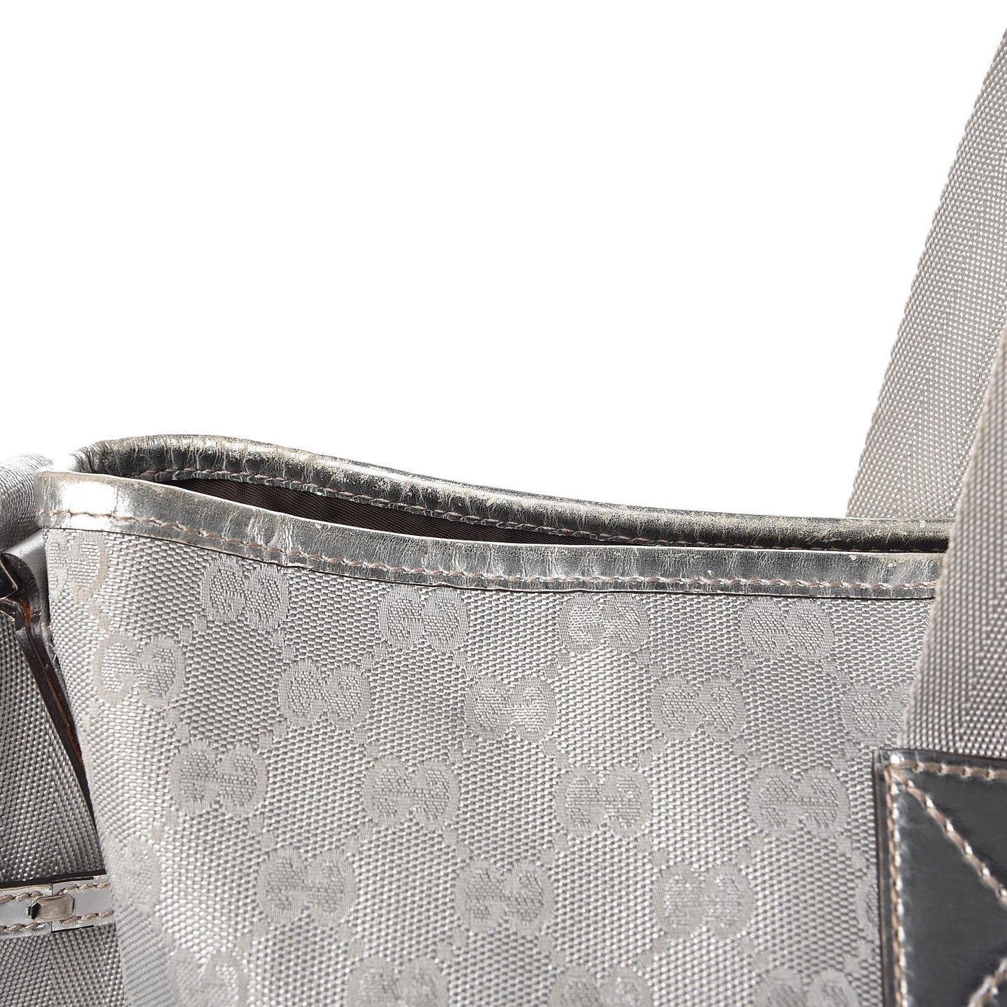 Metallic Monogram Travel Bag Silver