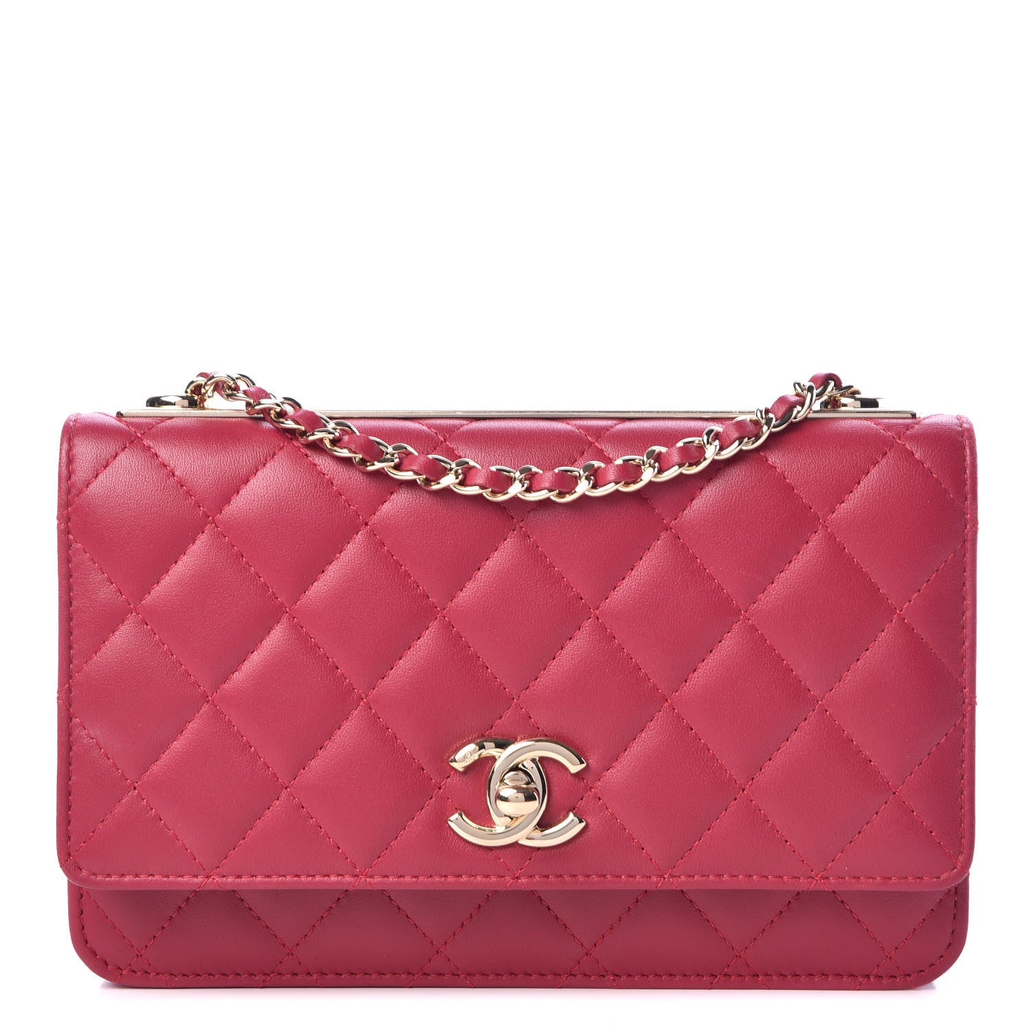 Chanel Lambskin Quilted Trendy CC Wallet On Chain WOC Dark Pink 1 of 11