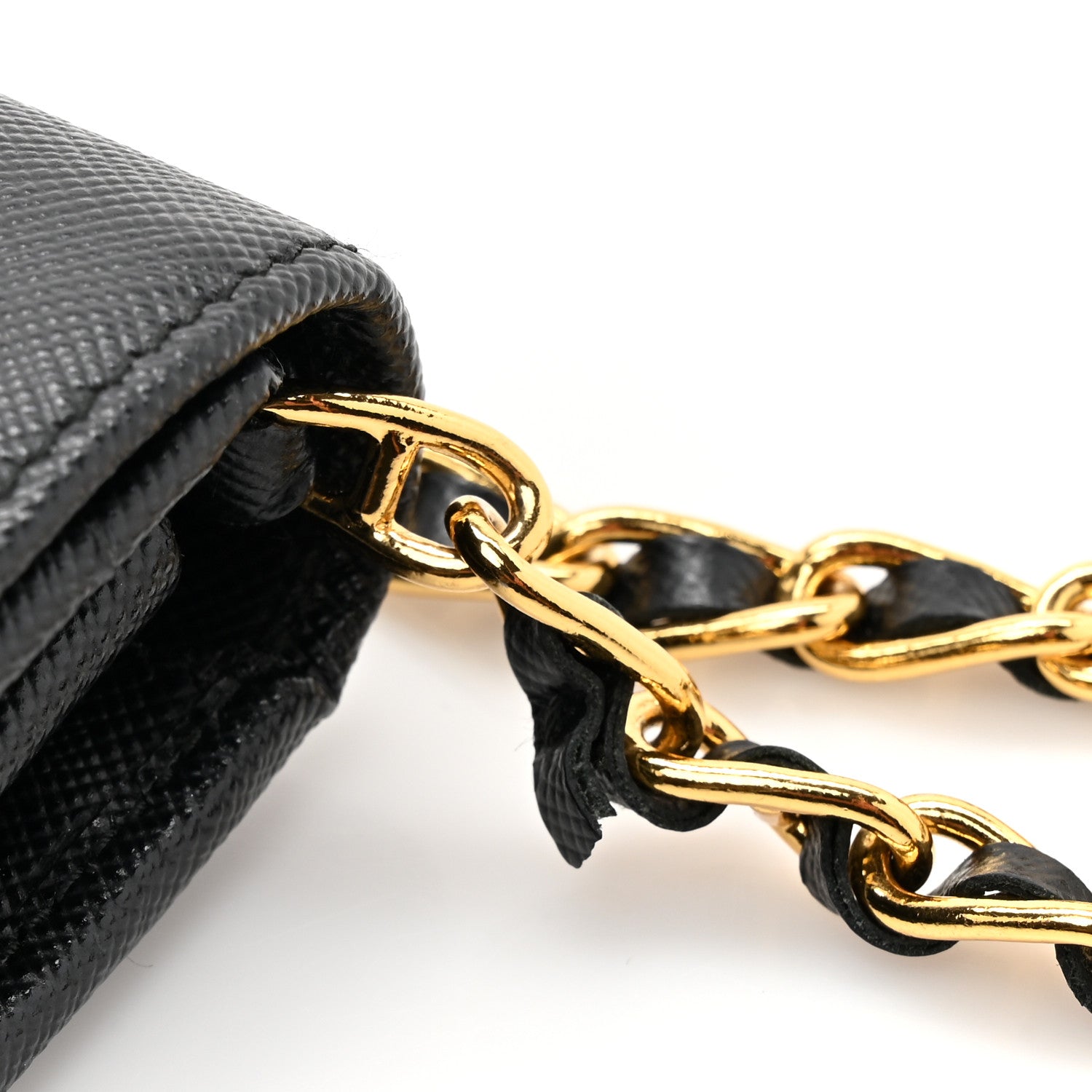 Prada Saffiano Metal Oro Chain Wallet Black 12 of 12