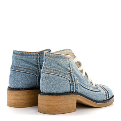 Chanel Denim Lace Up Boots 36 Light Blue 5 of 10