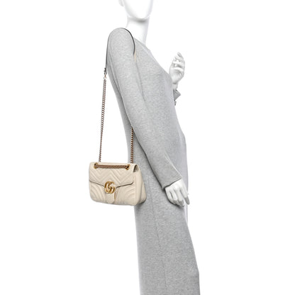 Gucci Calfskin Matelasse Small GG Marmont Shoulder Bag White 2 of 12