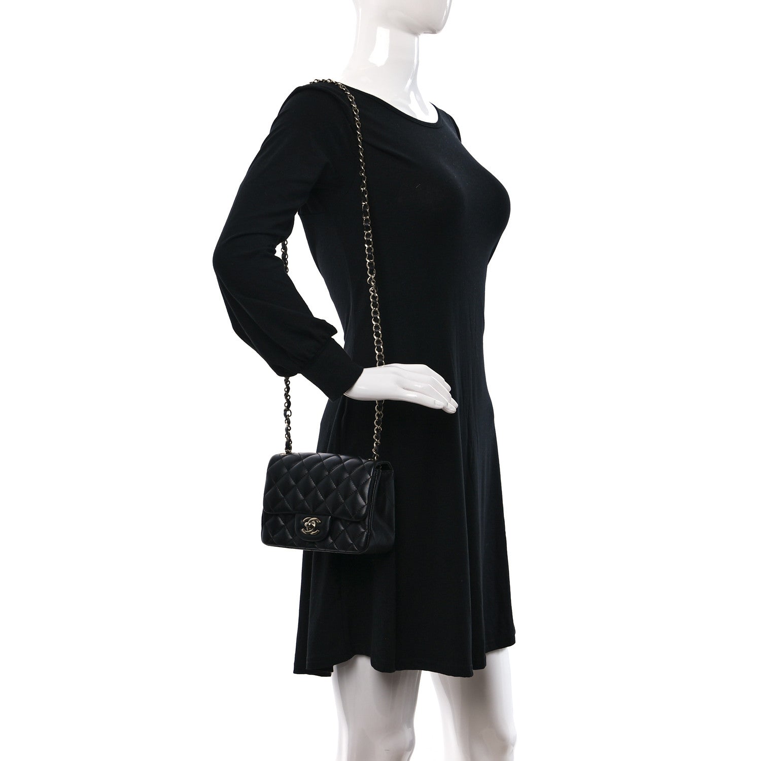 Chanel Lambskin Quilted Mini Square Flap Black 2 of 13