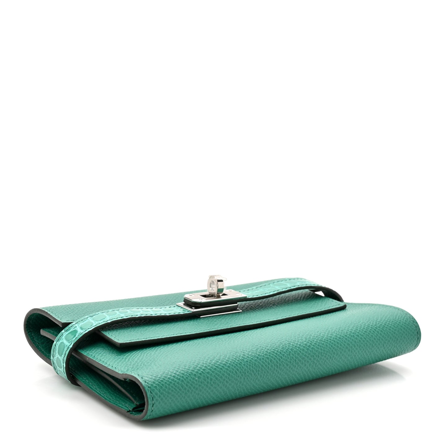 Epsom Shiny Alligator Kelly Medium Wallet Vert Jade