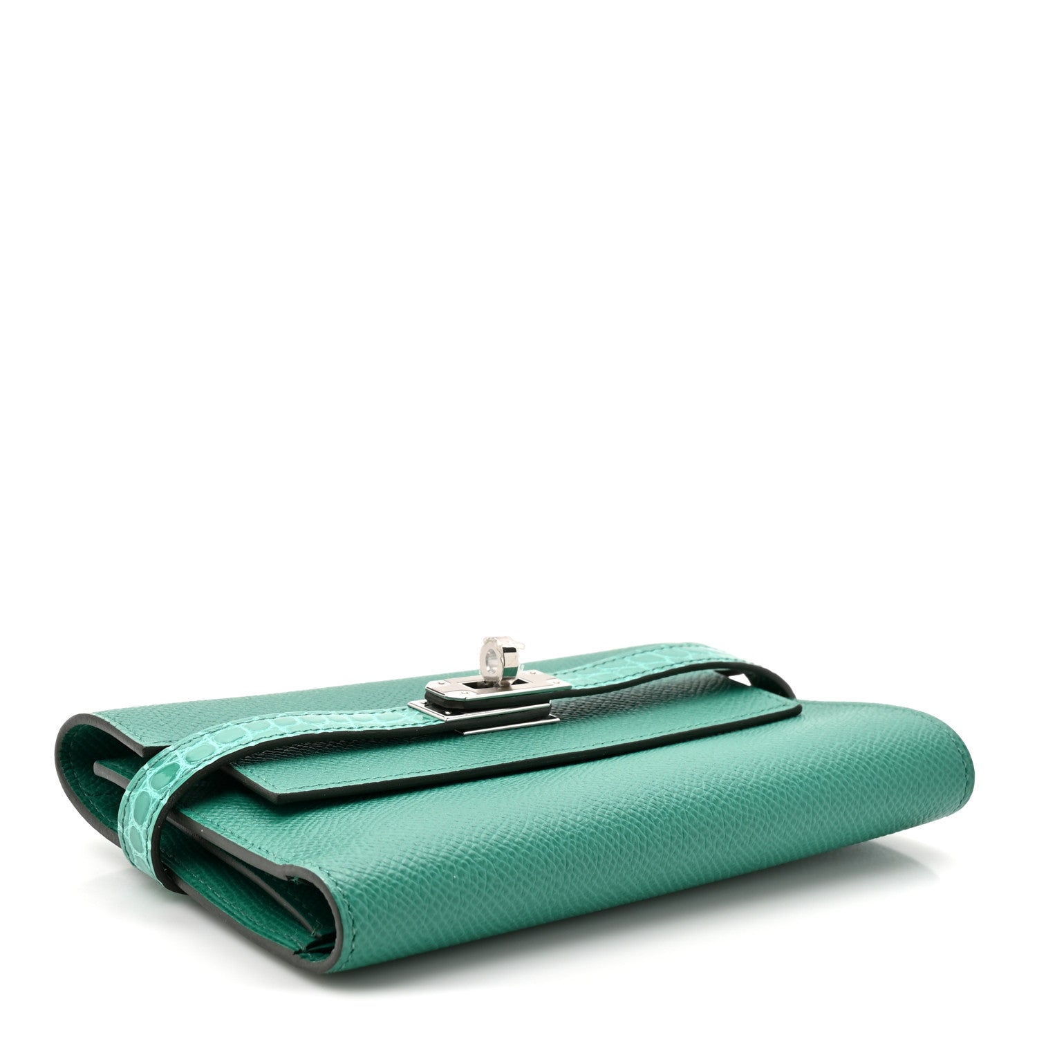 Hermes Epsom Shiny Alligator Kelly Medium Wallet Vert Jade 4 of 10