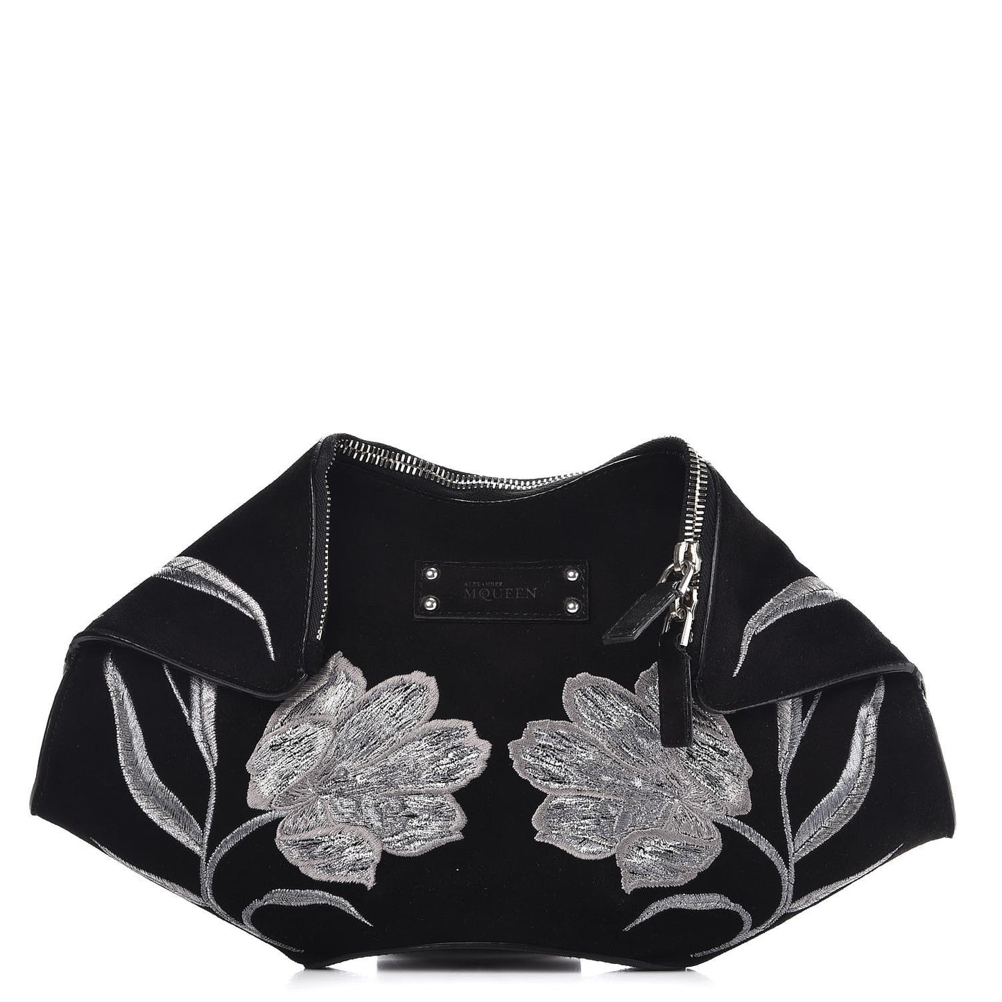 Suede Floral De Manta Clutch Black