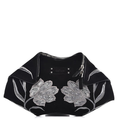 Alexander McQueen Suede Floral De Manta Clutch Black 1 of 7