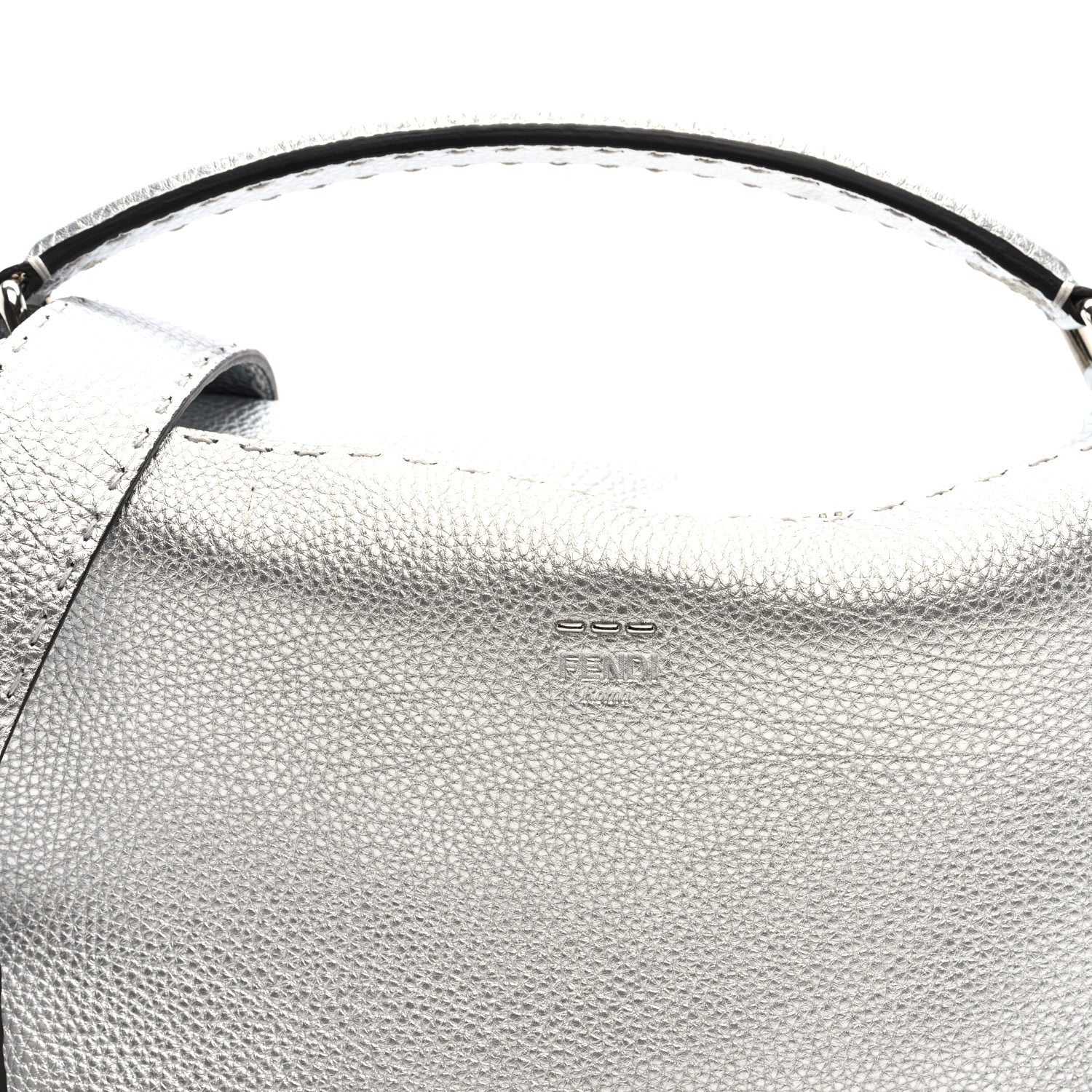 Fendi Cuoio Romano Lux Selleria Lei Boston Tote Argento 7 of 9