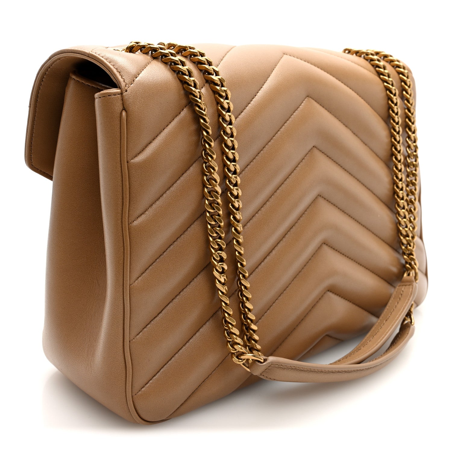 Saint Laurent Lambskin Chevron Quilted Large LouLou Natural Tan 4 of 11