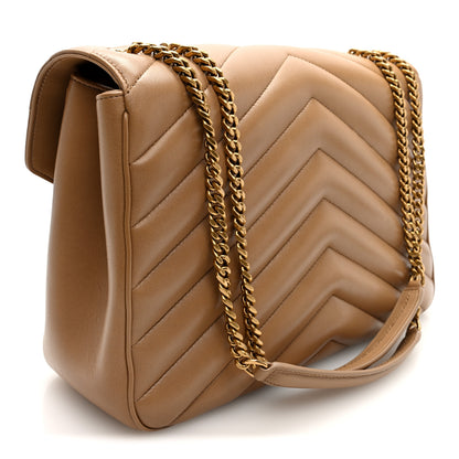 Saint Laurent Lambskin Chevron Quilted Large LouLou Natural Tan 4 of 11