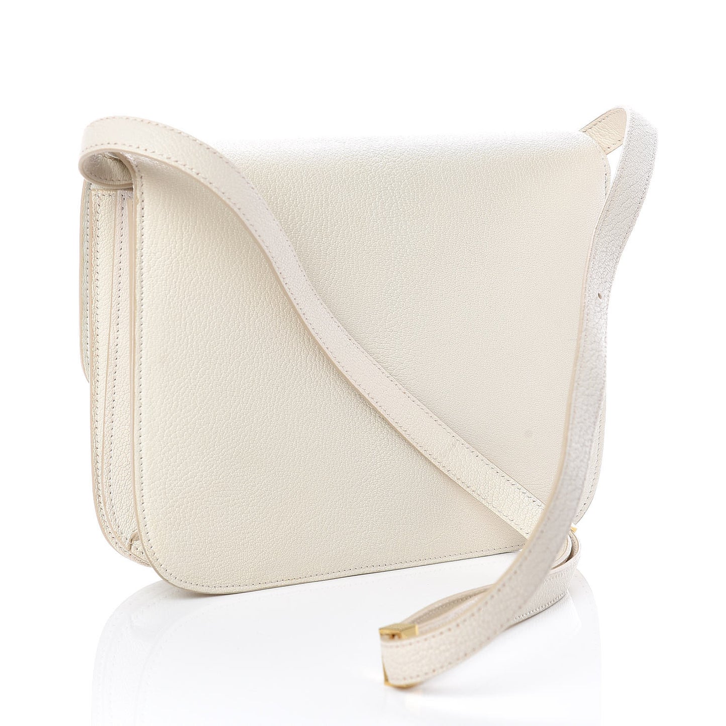 Goatskin Medium Classic Box Flap Bag White