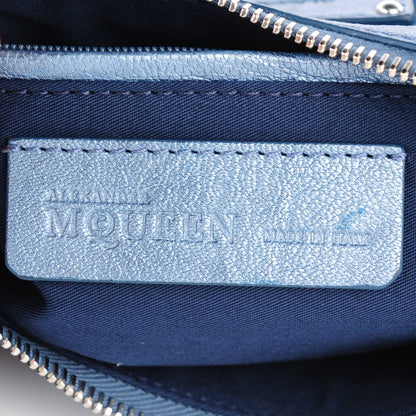 Alexander McQueen Denim Floral Embroidered De Manta Clutch 6 of 7