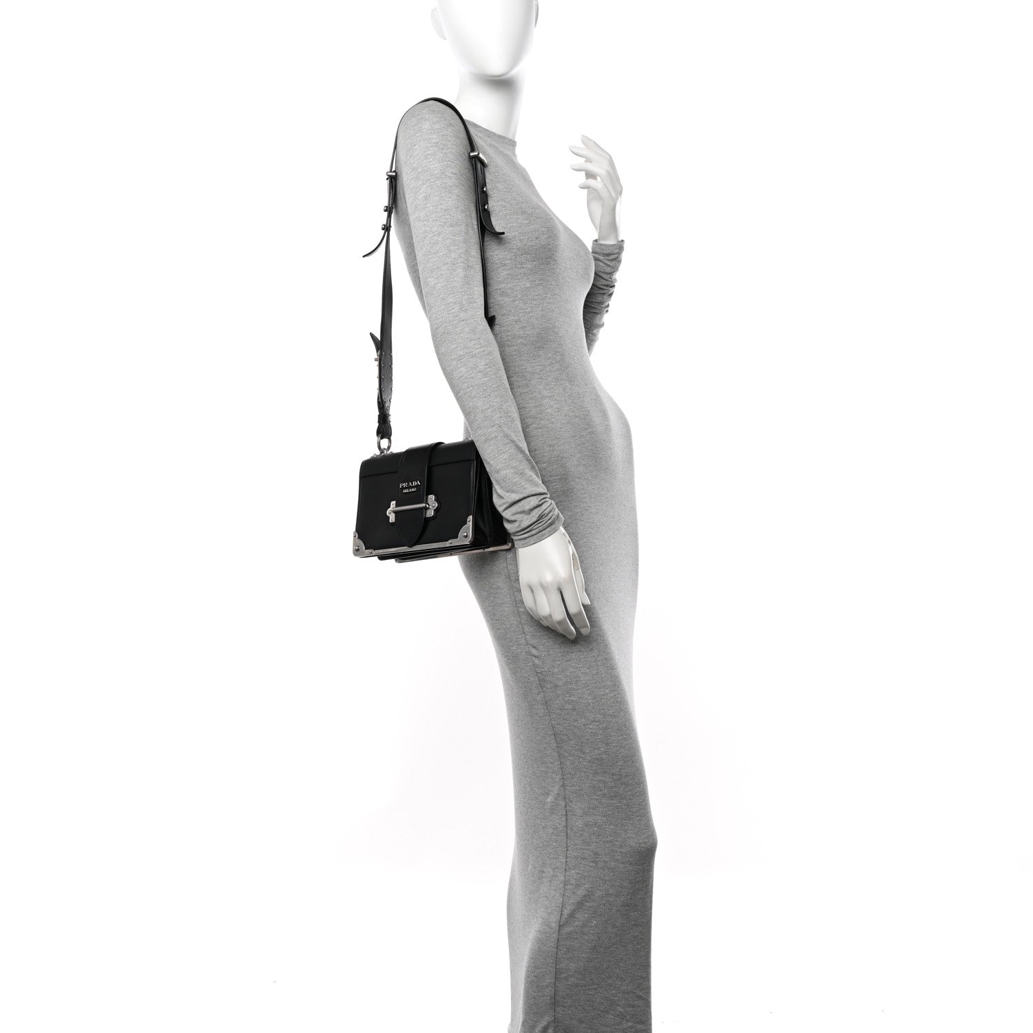 Prada City Calf Saffiano Cahier Bag Black 2 of 10