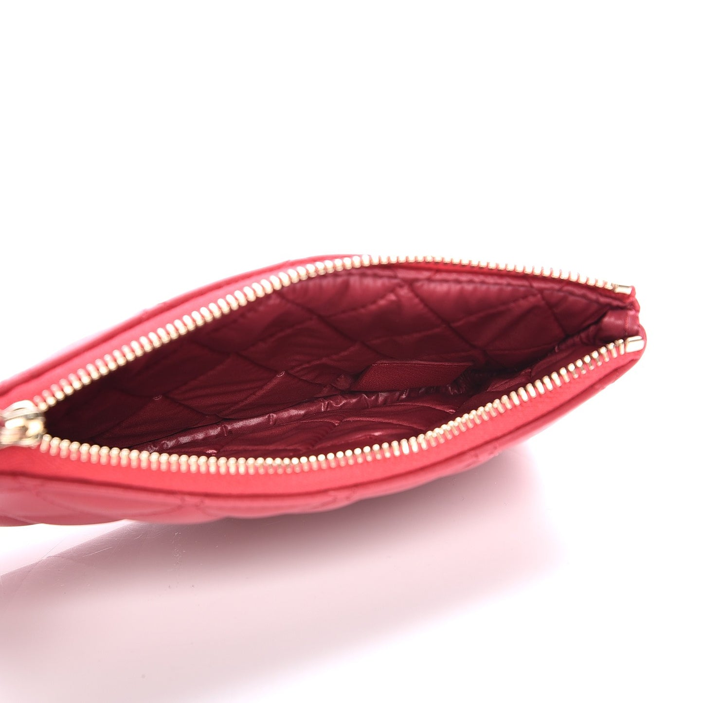 Lambskin Quilted Small Cosmetic Case Dark Pink