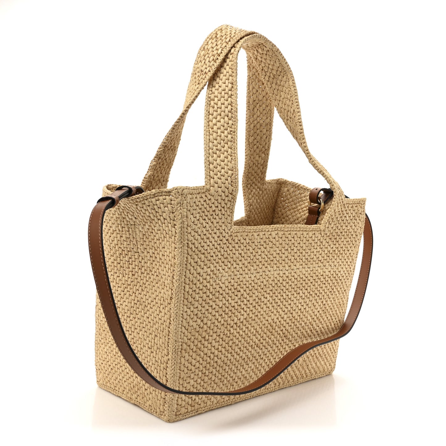 X PAULA'S IBIZA Raffia Medium Font Tote Natural Tan