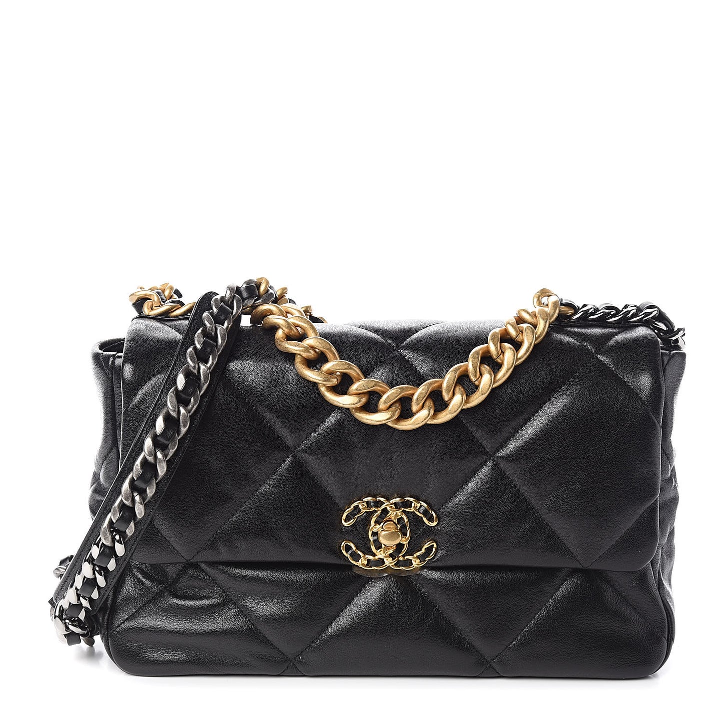Goatskin Quilted Large 19 Flap Black
