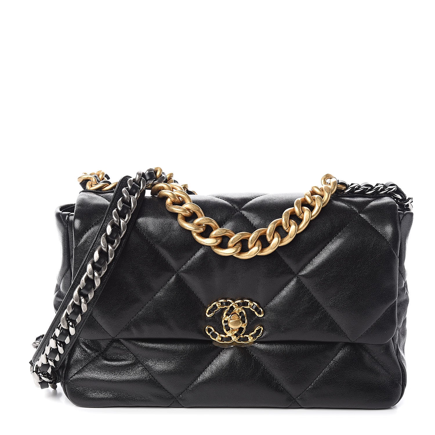 Chanel Goatskin Quilted Large 19 Flap Black 1 of 11