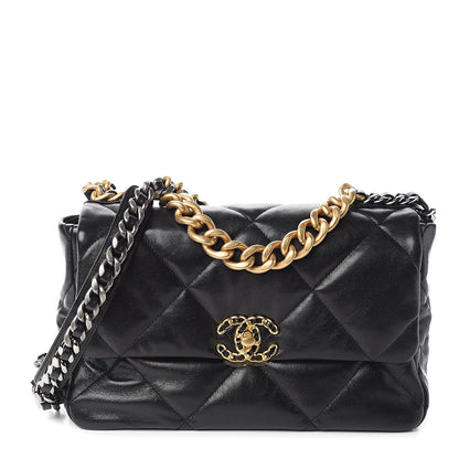 Chanel Goatskin Quilted Large 19 Flap Black 1 of 11