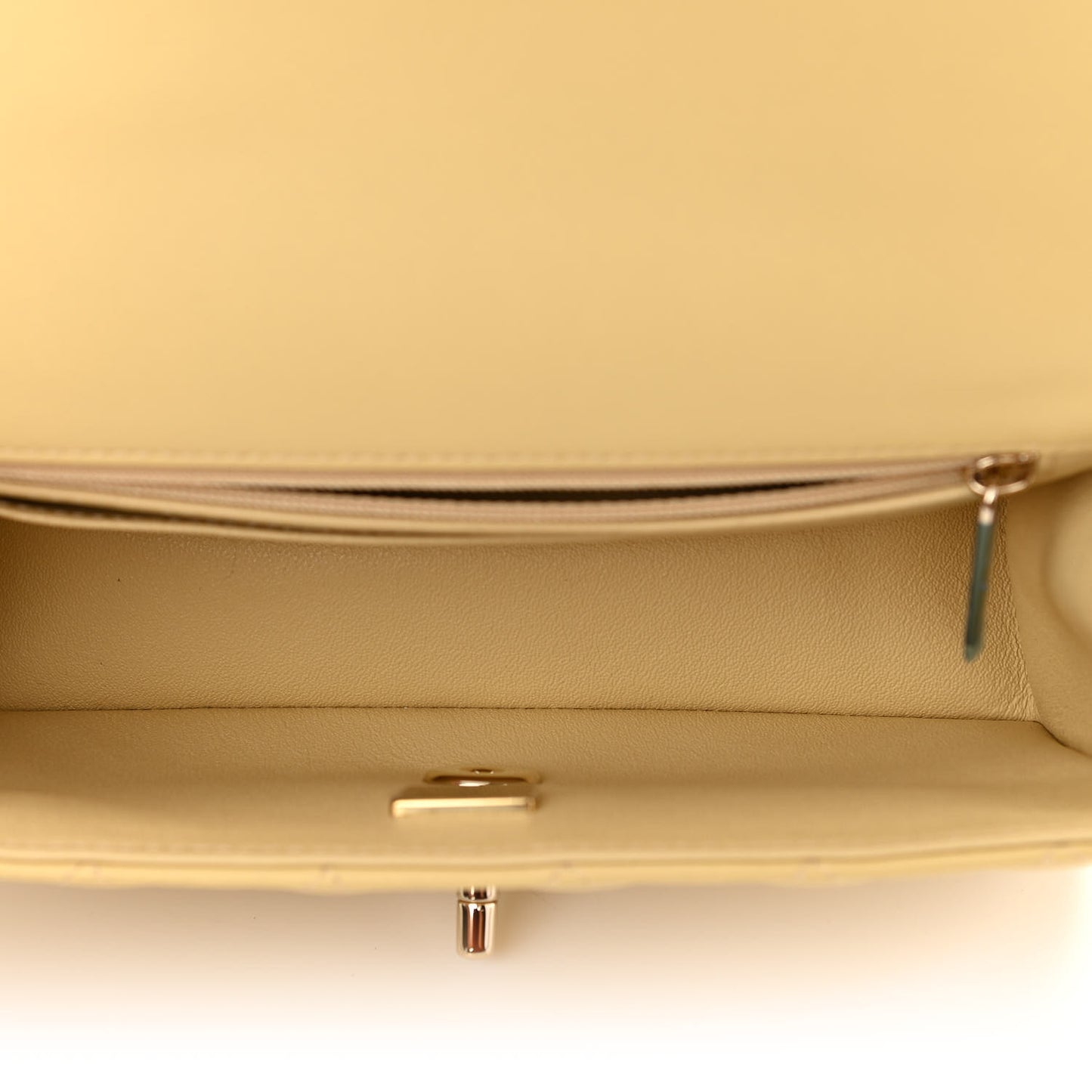 Lambskin Quilted Mini Top Handle Rectangular Flap Yellow