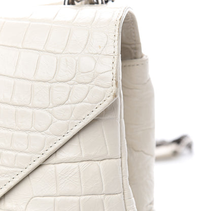 Saint Laurent Calfskin Crocodile Embossed Medium College Monogram Satchel Dove White 11 of 17