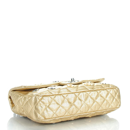 Chanel Perforated Metallic Lambskin Jumbo CC Medals Flap Gold 4 of 10