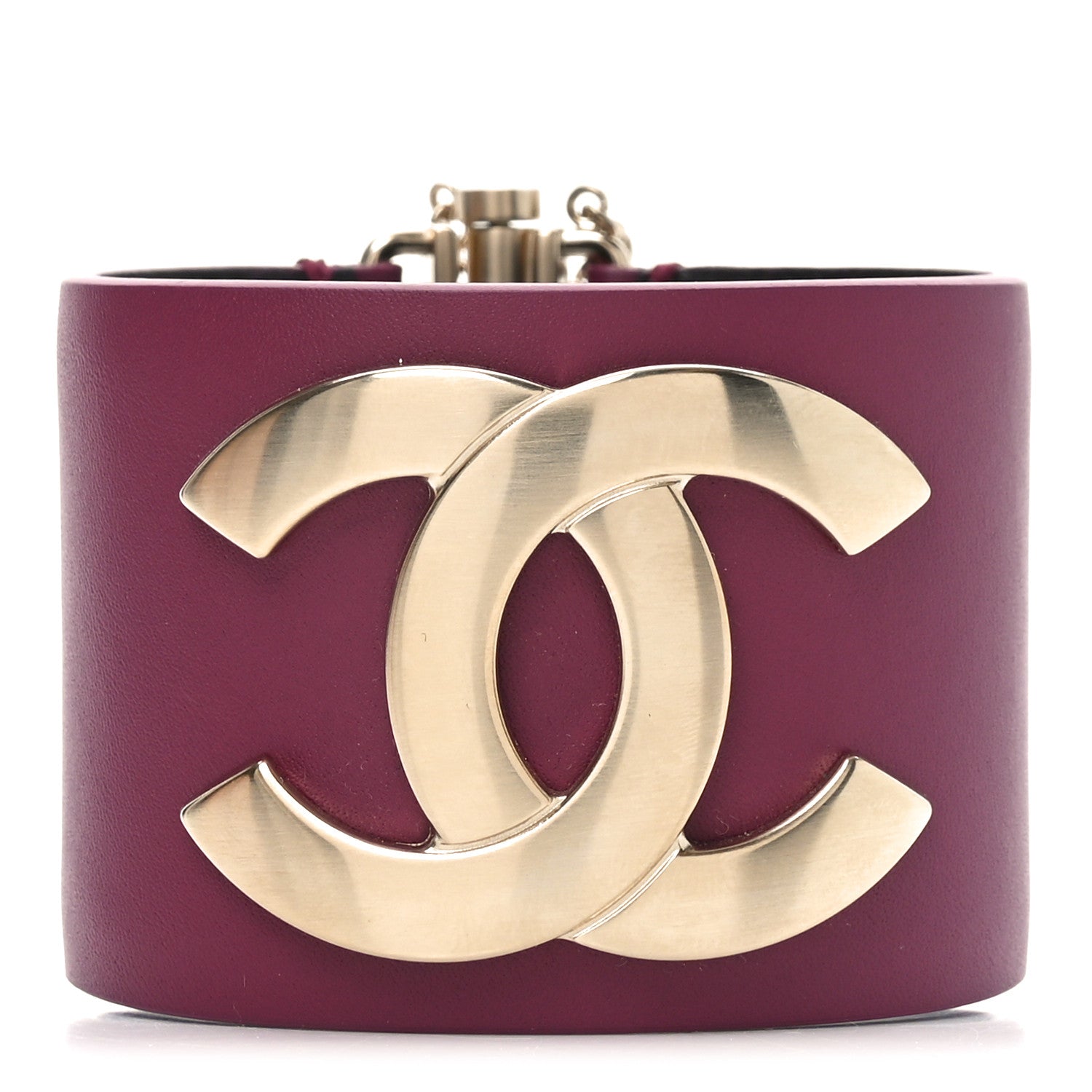 Chanel Calfskin CC Wide Cuff S Dark Pink 1 of 6