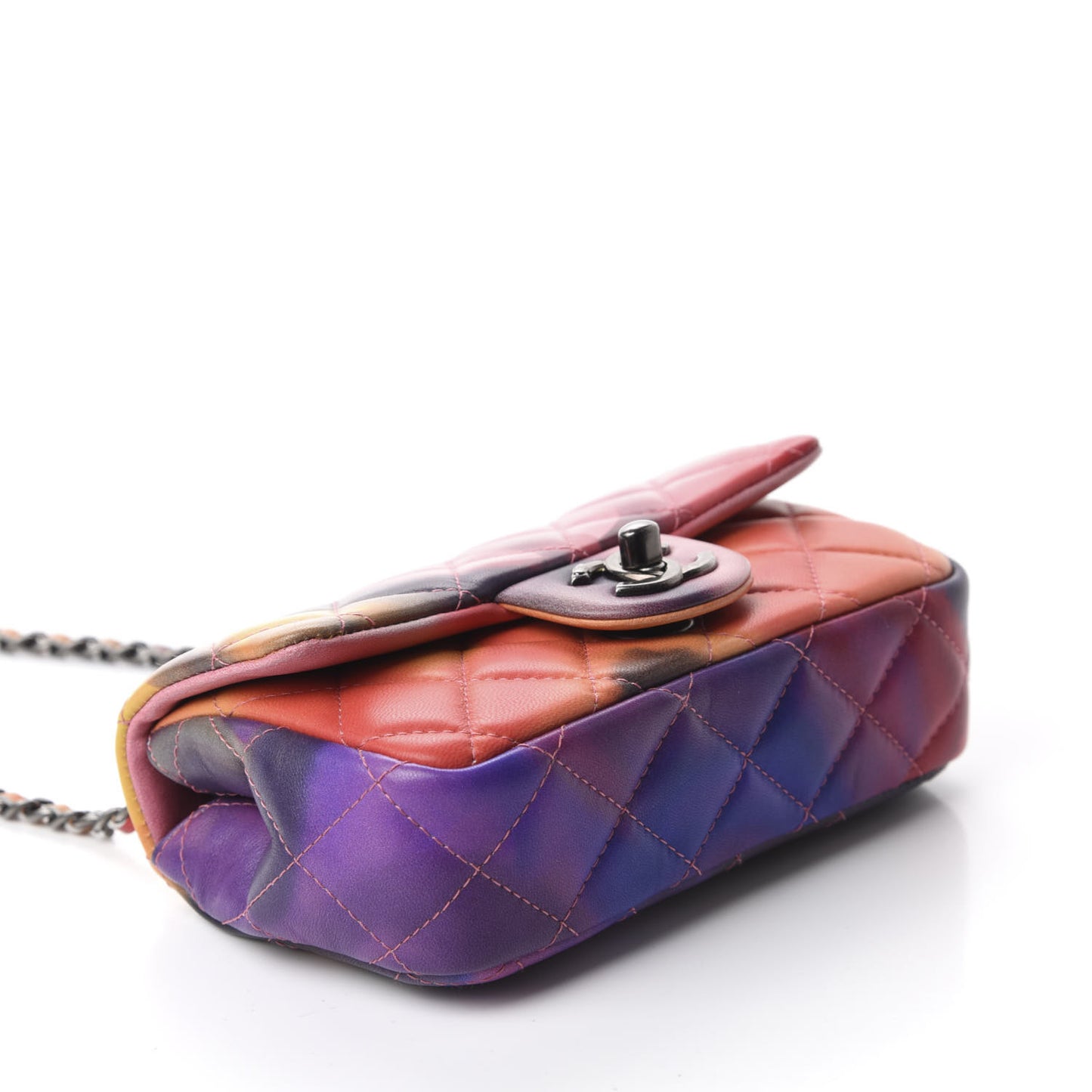 Lambskin Quilted Extra Mini Flower Power Flap Multicolor