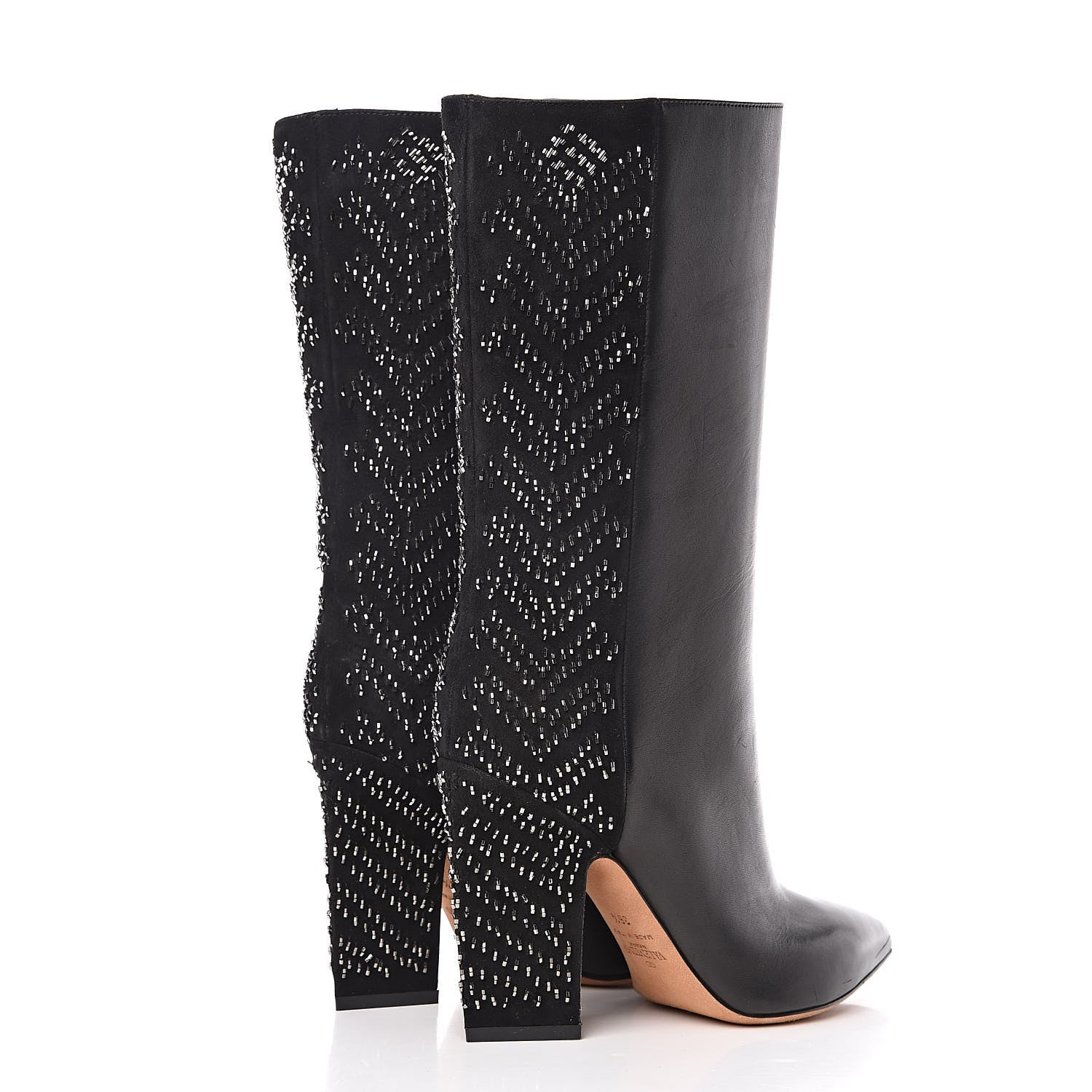 Valentino Garavani Nappa Suede Beaded Boots 36.5 Black 4 of 10