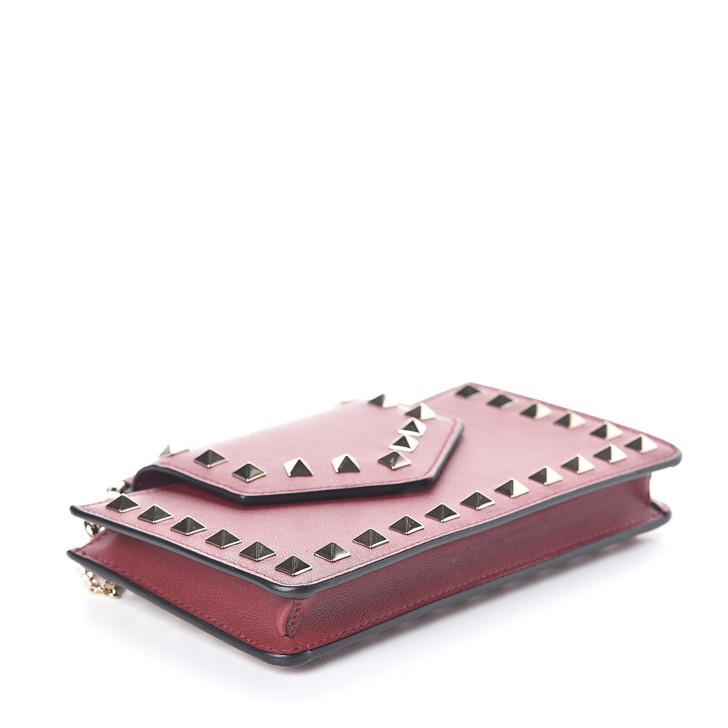 Valentino Garavani Calfskin Rockstud Phone Case With Chain Rubino 4 of 7
