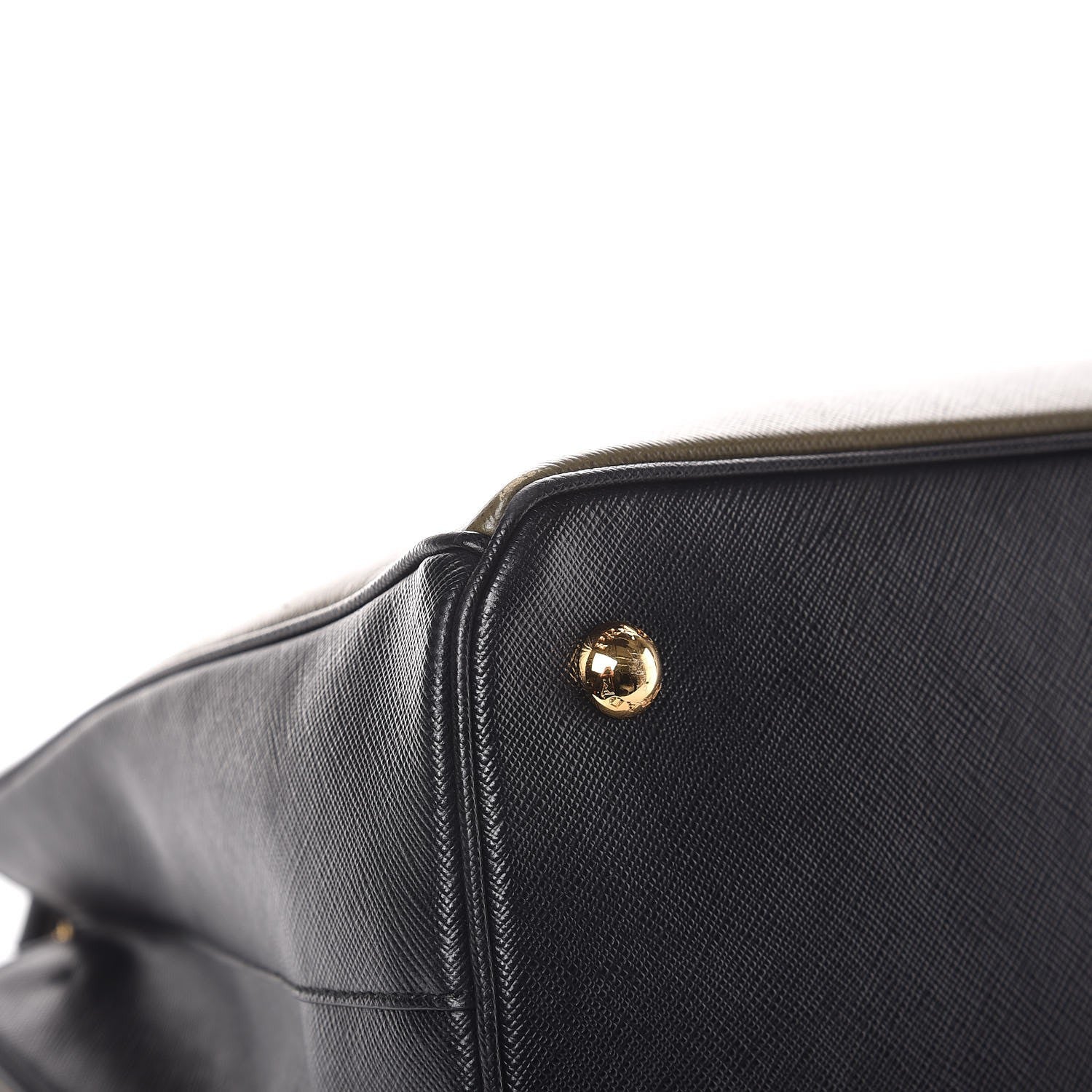 Prada Saffiano Lux Bi-Color Medium Tote Militare Black 10 of 13