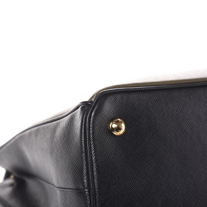 Prada Saffiano Lux Bi-Color Medium Tote Militare Black 10 of 13