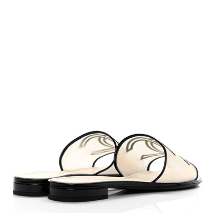 Chanel Mesh Patent Calfskin CC Sandal Mule 41 Beige Black 4 of 11