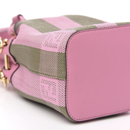 Fendi Raffia Vitello Seta F is Fendi Pequin Gingham Woven Mini Mon Tresor Bucket Bag Military Rosa Lollypop 8 of 9