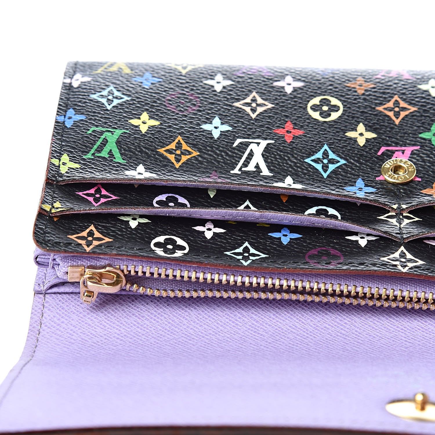 Louis Vuitton Monogram Multicolor Sarah Wallet Black Violet 10 of 10