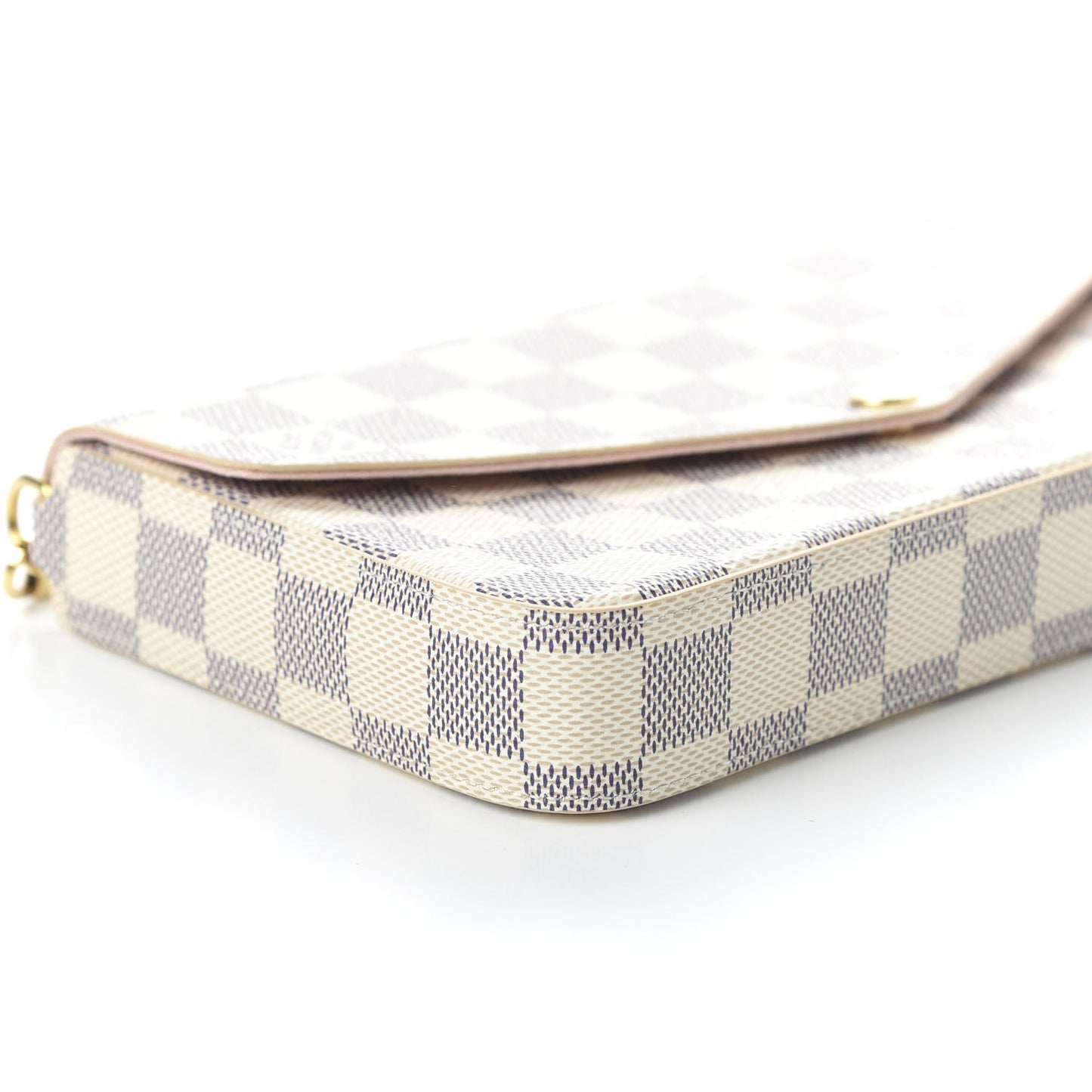 Damier Azur Pochette Felicie Chain Wallet Rose Ballerine