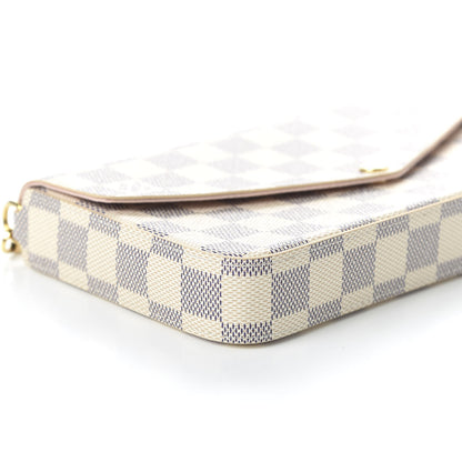 Louis Vuitton Damier Azur Pochette Felicie Chain Wallet Rose Ballerine 6 of 10