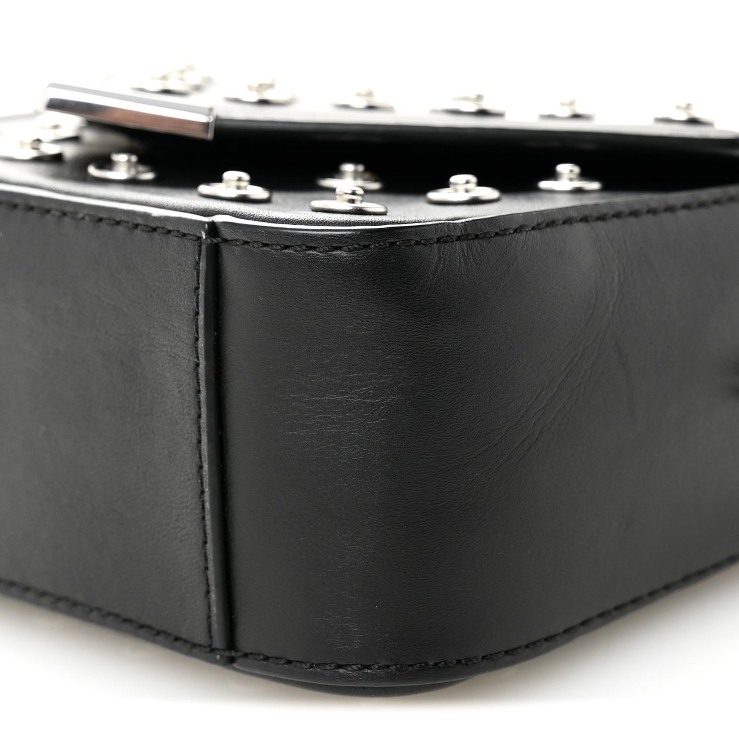 Calfskin Studded Mini Prisma Envelope Shoulder Black