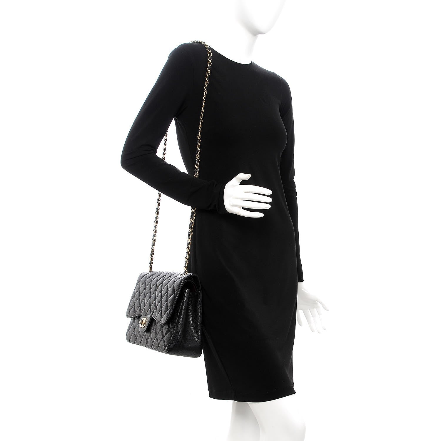 Chanel Caviar Quilted Jumbo Double Flap Black 2 of 11