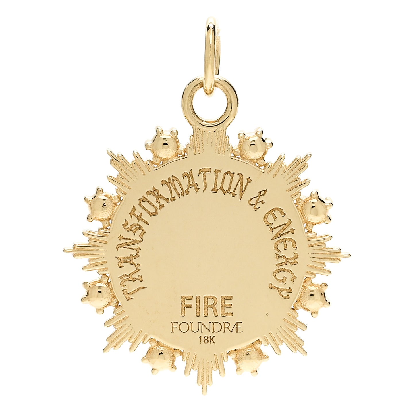 18K Yellow Gold Garnet Fire Astrology Medallion Pendant