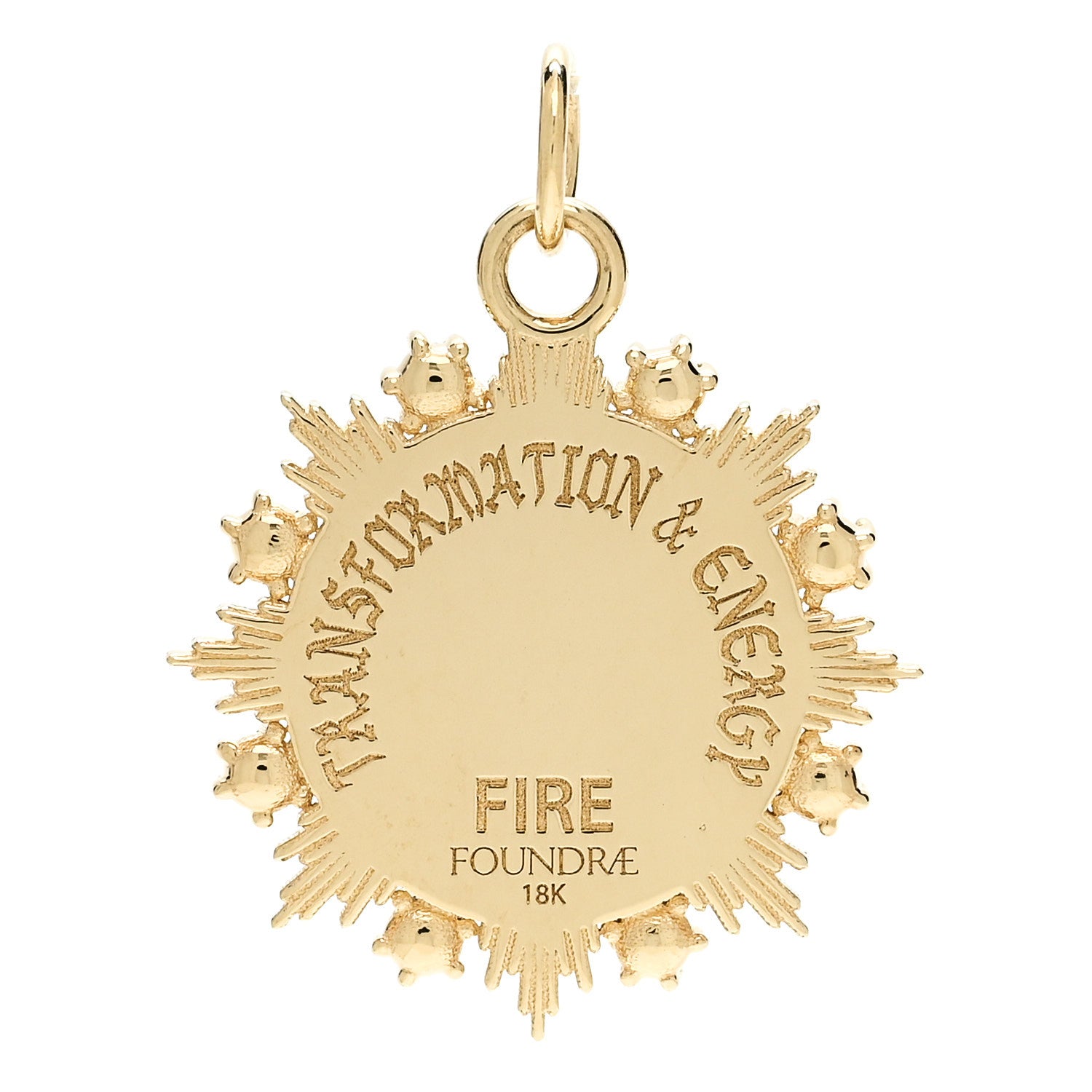 Foundrae 18K Yellow Gold Garnet Fire Astrology Medallion Pendant 3 of 5