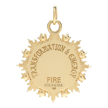 Foundrae 18K Yellow Gold Garnet Fire Astrology Medallion Pendant 3 of 5